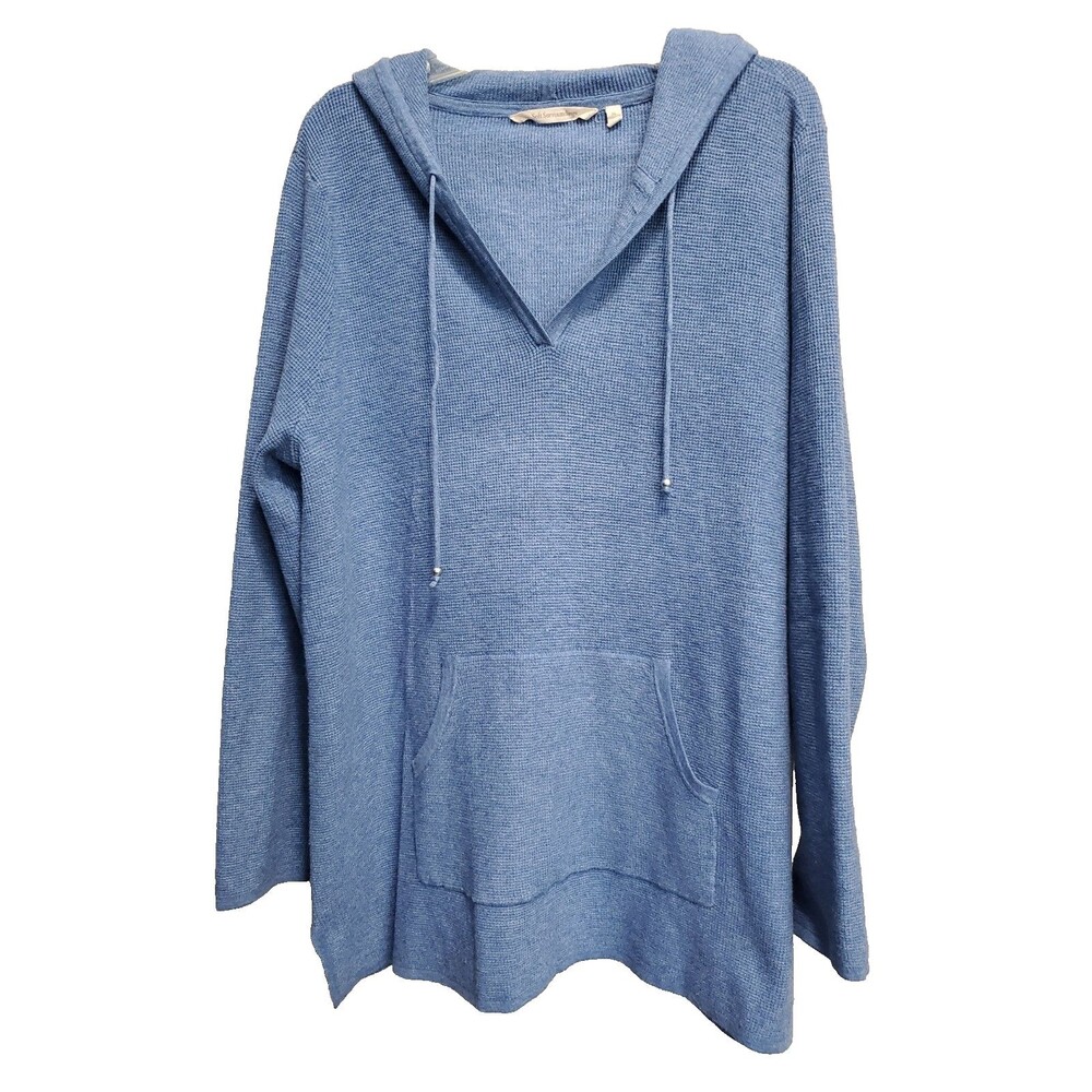 SOFT SURROUNDINGS Blue Naomi Hooded Sweater Tunic Kangaroo Pocket Size XL